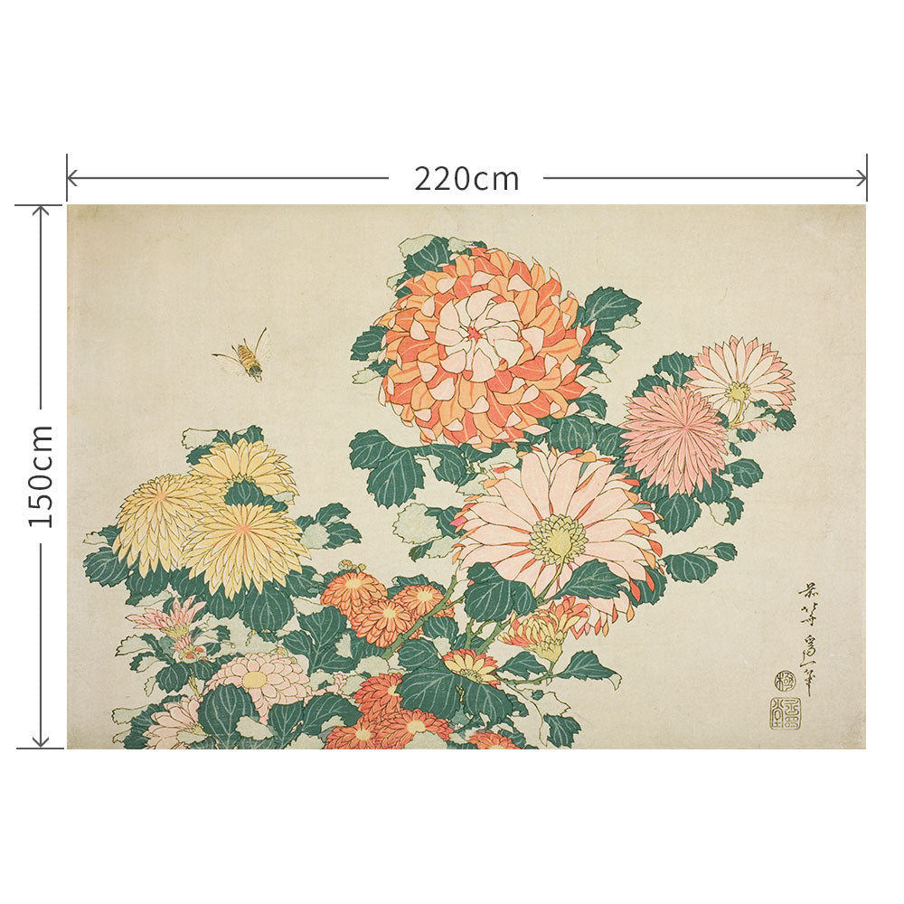 150cm×220cm 葛飾北斎 菊に虻