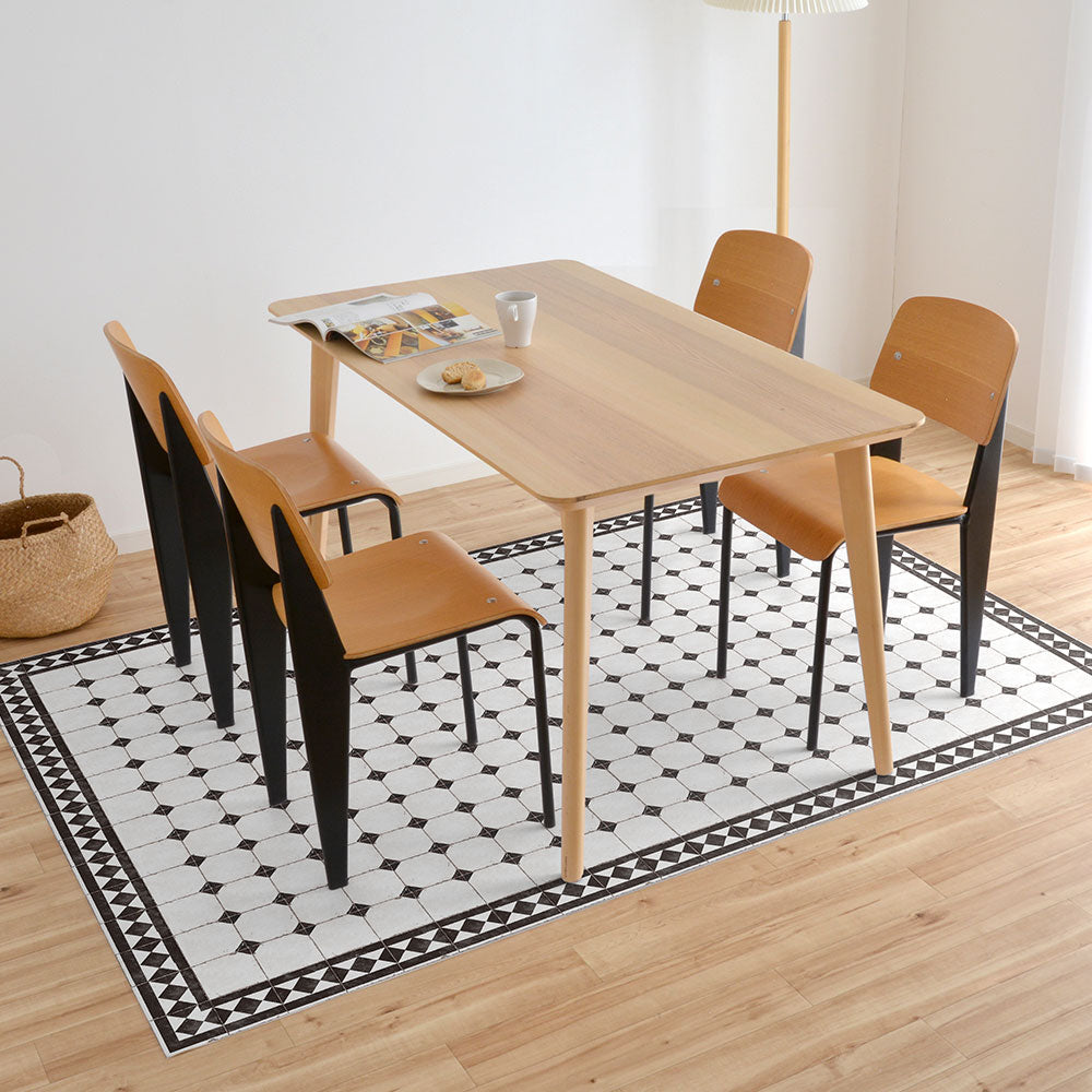 拭けるラグ 「Sheete me ! (シーテミー)」 150cm×220cm レトロタイルダイヤ ブラック