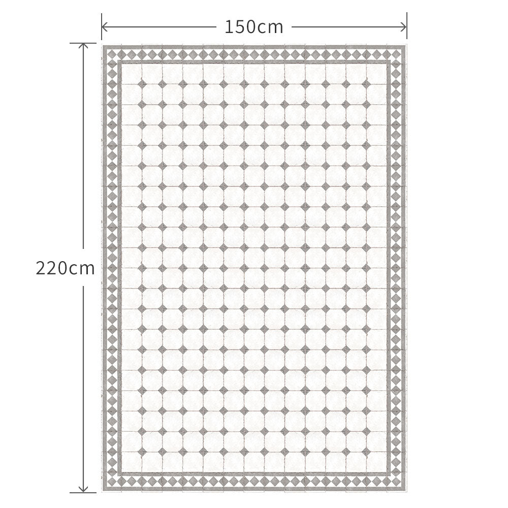 150cm×220cm レトロタイルダイヤ グレー