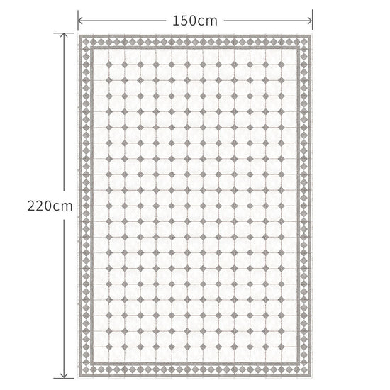 150cm×220cm レトロタイルダイヤ グレー