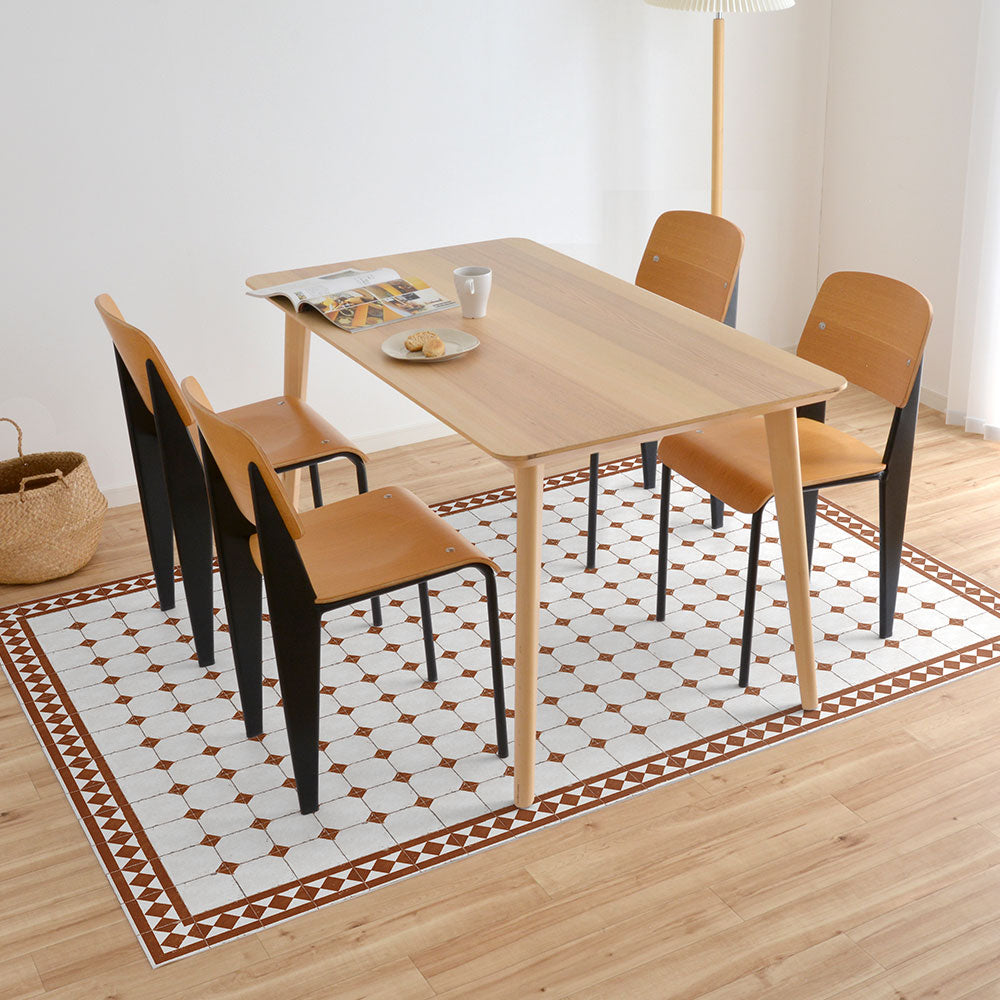 拭けるラグ 「Sheete me ! (シーテミー)」 150cm×220cm レトロタイルダイヤ ブラウン