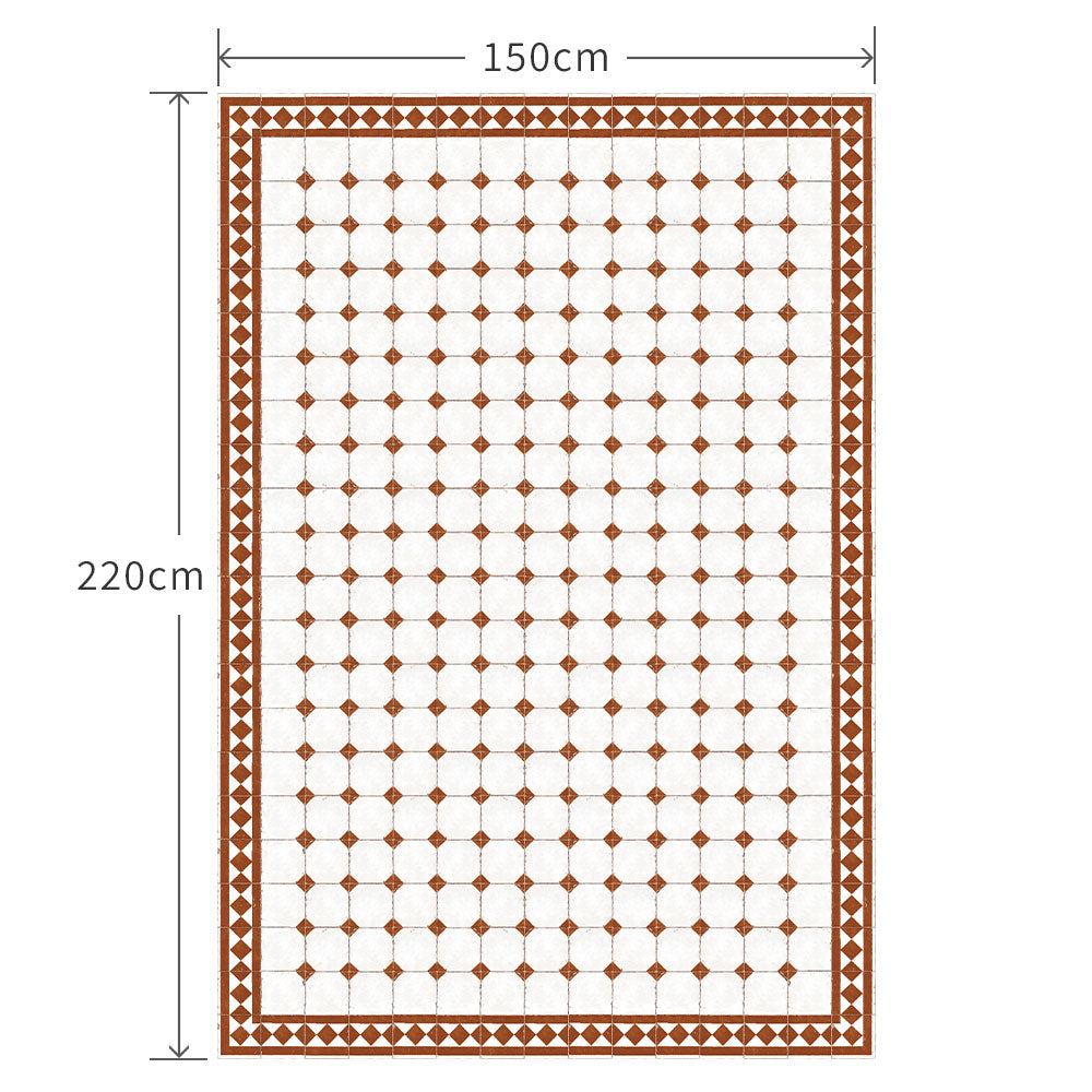 150cm×220cm レトロタイルダイヤ ブラウン