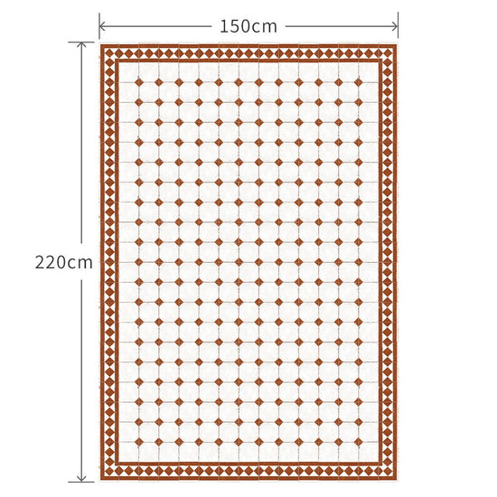 150cm×220cm レトロタイルダイヤ ブラウン