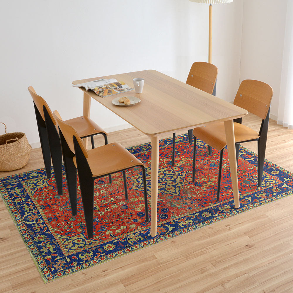 拭けるラグ 「Sheete me ! (シーテミー)」 150cm×220cm ビンテージカーペット レッド×ブルー