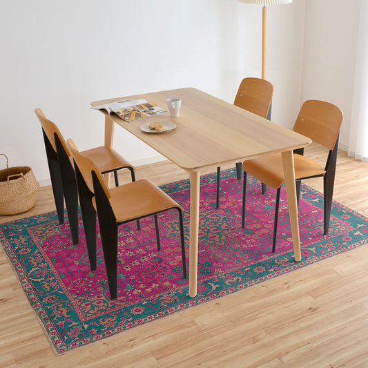 拭けるラグ 「Sheete me ! (シーテミー)」 150cm×220cm ビンテージカーペット ピンク×グリーン