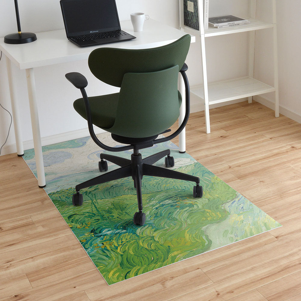 拭けるチェアマット 「Sheete me ! (シーテミー)」 90cm×150cm ゴッホ Green Wheat Fields, Auvers