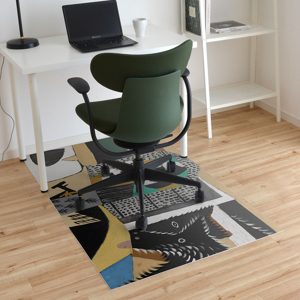 拭けるチェアマット 「Sheete me ! (シーテミー)」 90cm×150cm ピカソ Dog and Cock