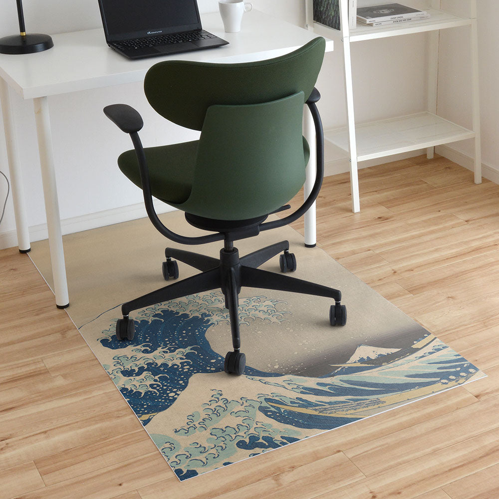 拭けるチェアマット 「Sheete me ! (シーテミー)」 90cm×150cm 葛飾北斎 富嶽三十六景 神奈川沖浪裏