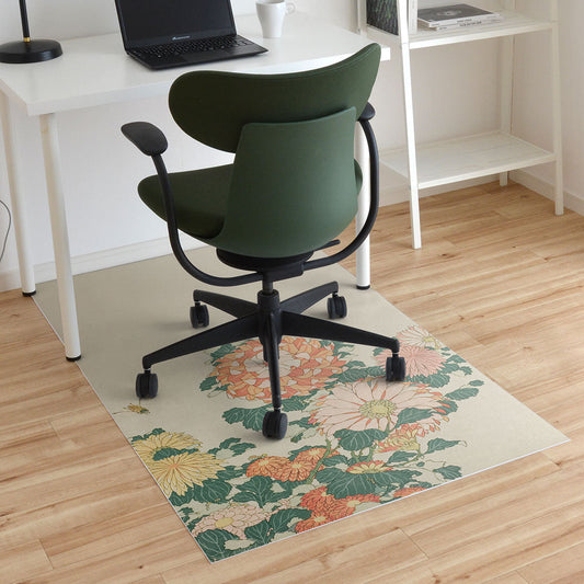 拭けるチェアマット 「Sheete me ! (シーテミー)」 90cm×150cm 葛飾北斎 菊に虻