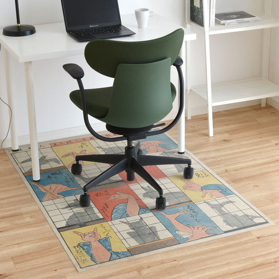 拭けるチェアマット 「Sheete me ! (シーテミー)」 100cm×150cm 歌川広重 新板かけぼしづくし