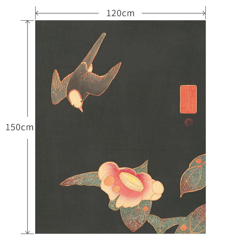 120cm×150cm 伊藤若冲 椿に白頭図