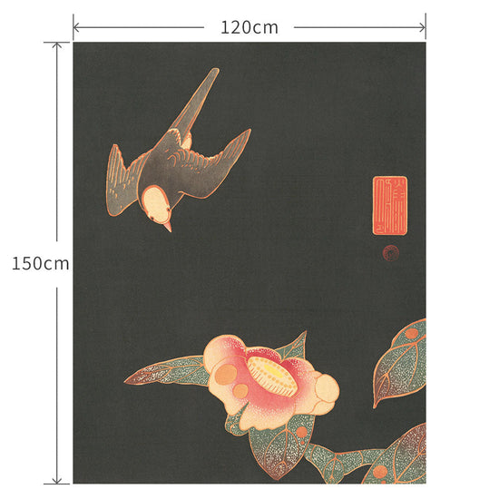 120cm×150cm 伊藤若冲 椿に白頭図