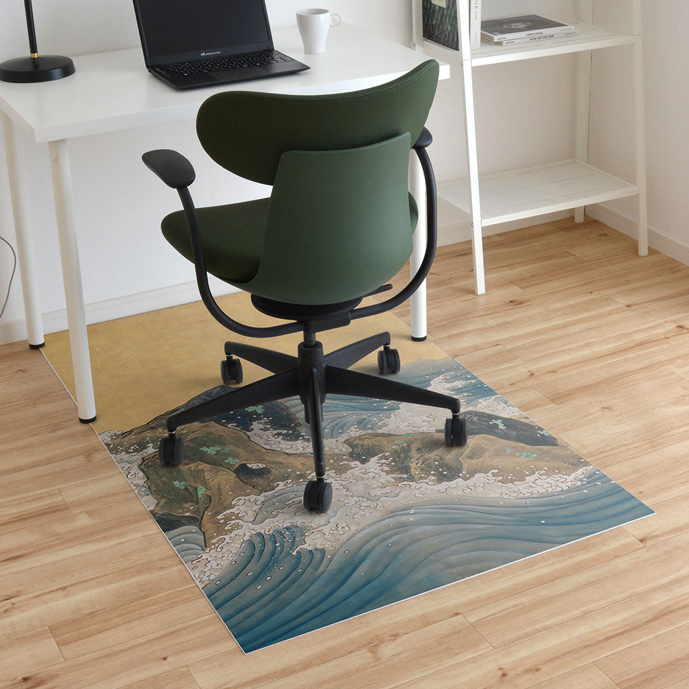 拭けるチェアマット 「Sheete me ! (シーテミー)」 90cm×150cm 山跡鶴嶺 波濤図屏風