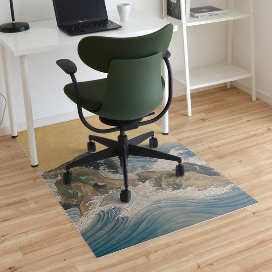 拭けるチェアマット 「Sheete me ! (シーテミー)」 90cm×150cm 山跡鶴嶺 波濤図屏風