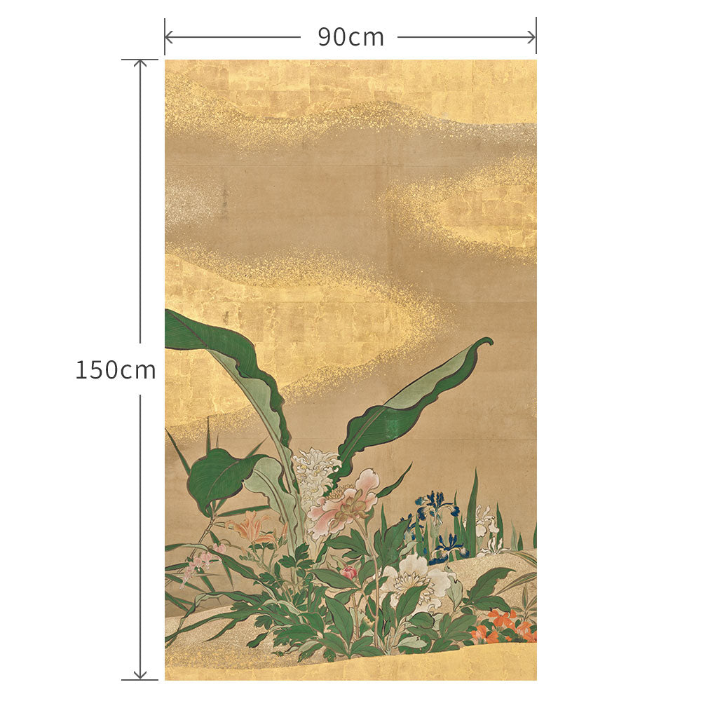 90cm×150cm 渡辺始興 四季花木図屏風 右隻