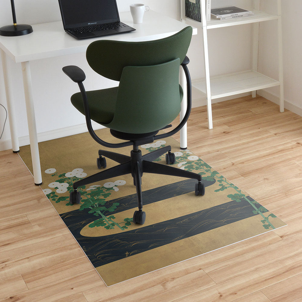 拭けるチェアマット 「Sheete me ! (シーテミー)」 90cm×150cm 尾形光琳 流水に菊図 左隻