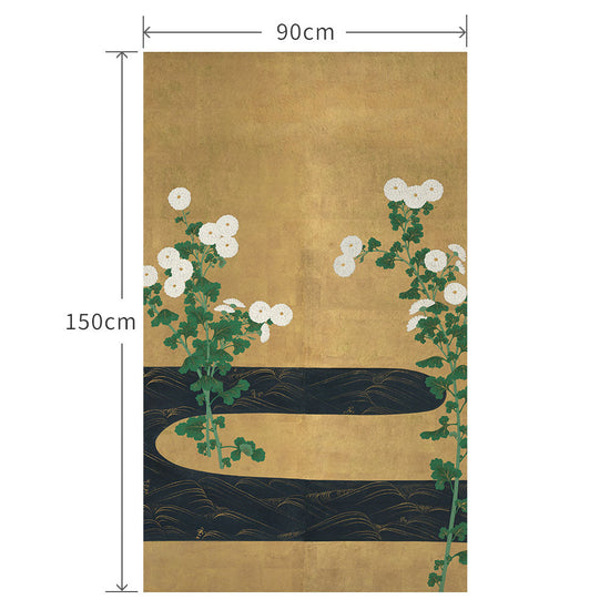 90cm×150cm 尾形光琳 流水に菊図 左隻