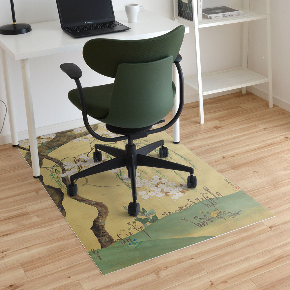 拭けるチェアマット 「Sheete me ! (シーテミー)」 90cm×150cm 酒井抱一 桜楓図屏風 右隻