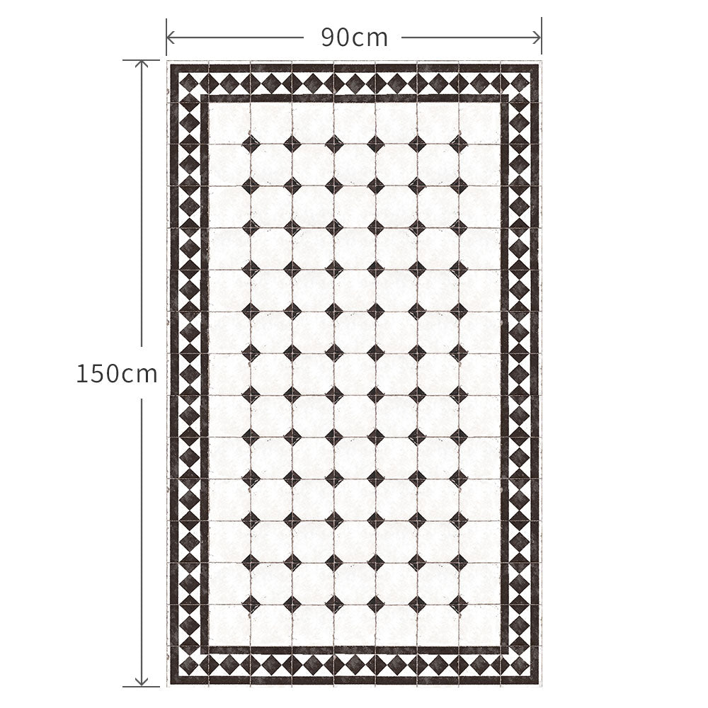 90cm×150cm レトロタイルダイヤ ブラック