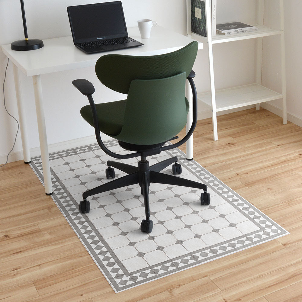 拭けるチェアマット 「Sheete me ! (シーテミー)」 90cm×150cm レトロタイルダイヤ グレー