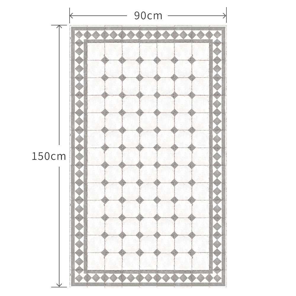 90cm×150cm レトロタイルダイヤ グレー