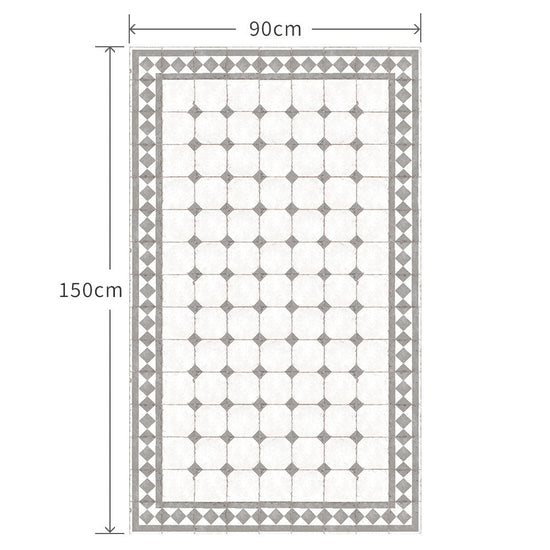 90cm×150cm レトロタイルダイヤ グレー