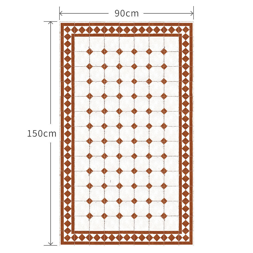 90cm×150cm レトロタイルダイヤ ブラウン