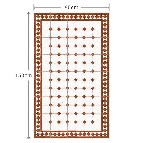 90cm×150cm レトロタイルダイヤ ブラウン