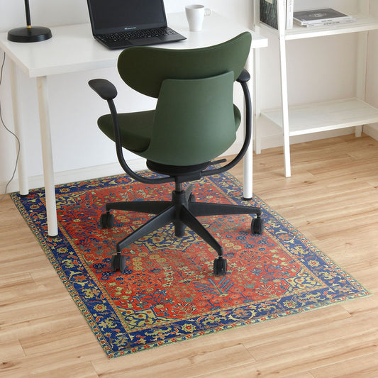 拭けるチェアマット 「Sheete me ! (シーテミー)」 100cm×150cm ビンテージカーペット レッド×ブルー