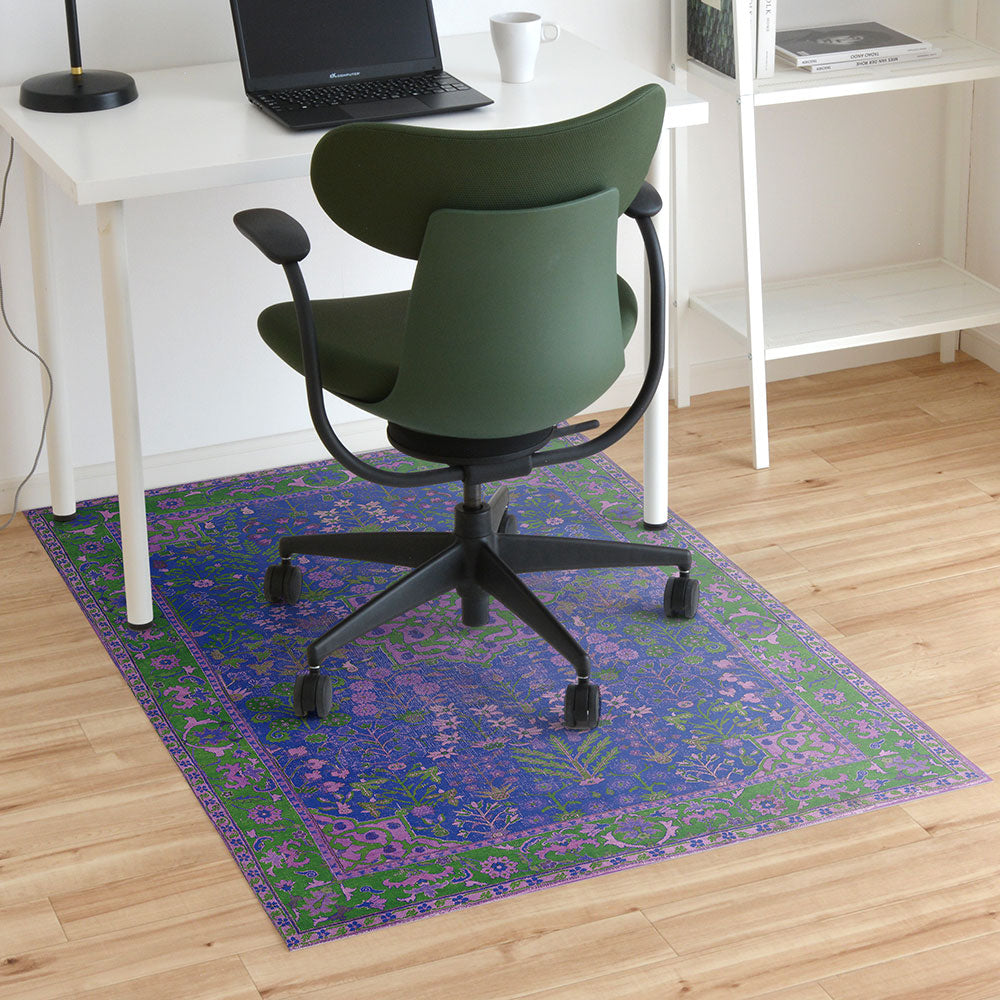 拭けるチェアマット 「Sheete me ! (シーテミー)」 100cm×150cm ビンテージカーペット ブルー×パープル