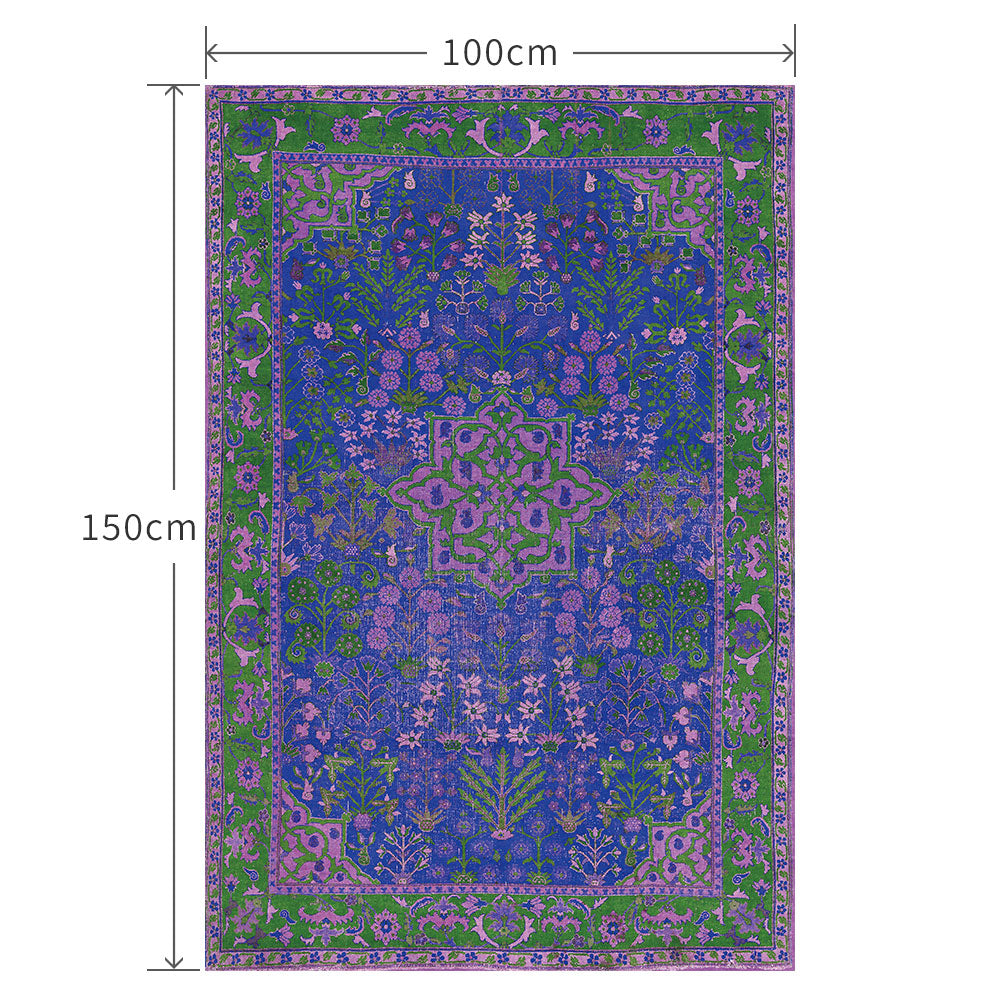 100cm×150cm ビンテージカーペット ブルー×パープル