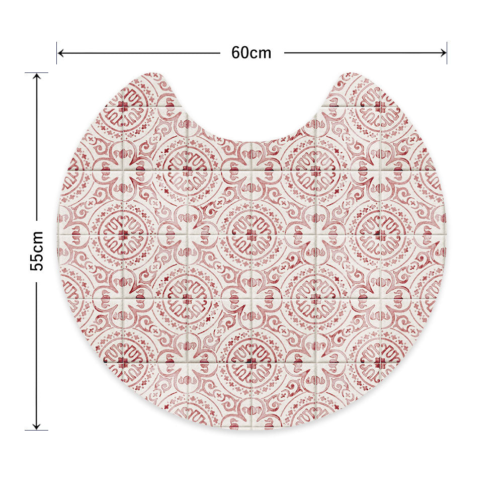 拭ける トイレマット Sheete me! シーテミー サークルタイプ 60cm×55cm HOアンティークタイル レッド