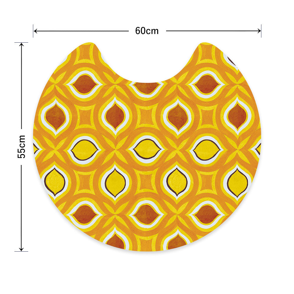 拭ける トイレマット Sheete me! シーテミー サークルタイプ 60cm×55cm 復刻ヴィンテージ C柄 オレンジ×イエロー
