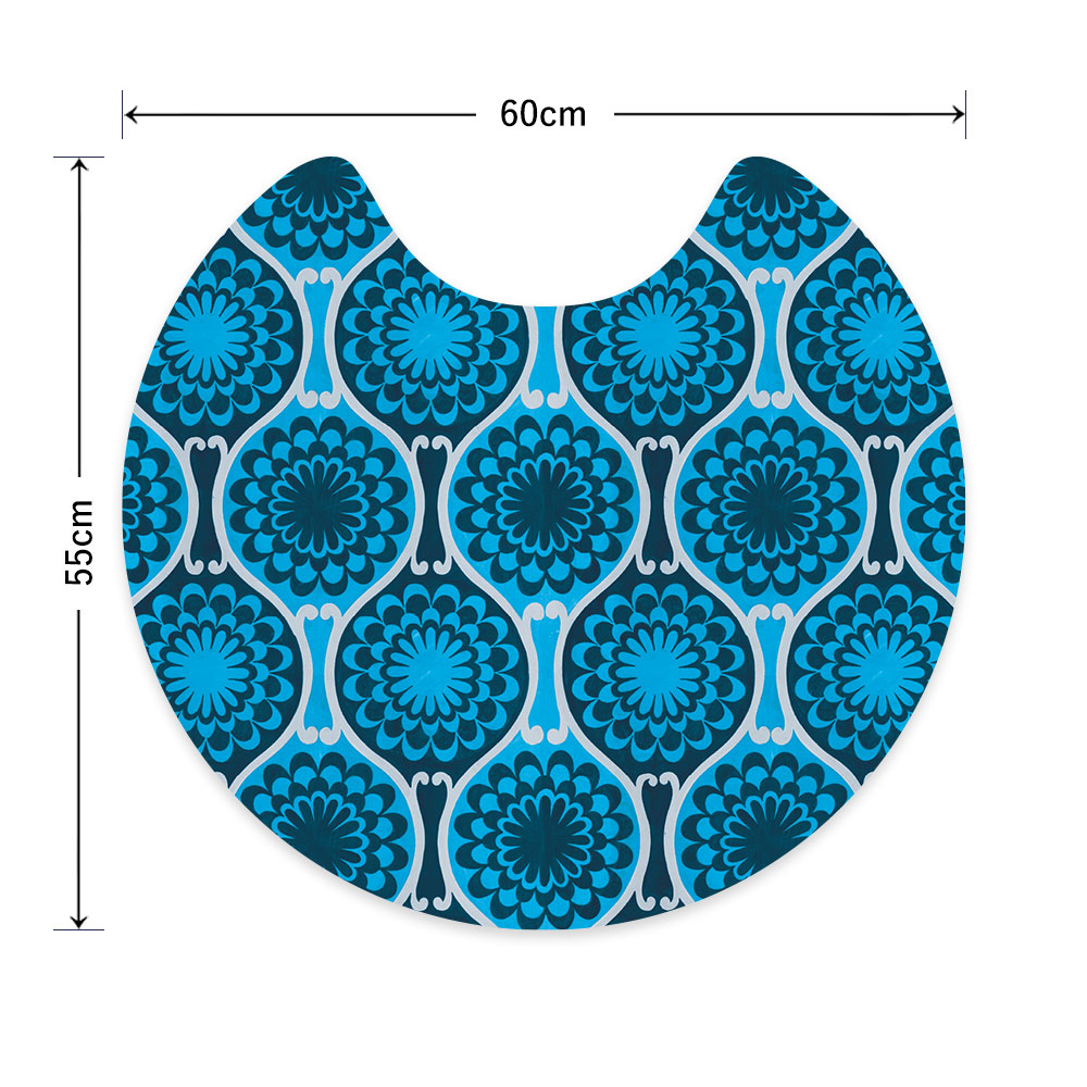 拭ける トイレマット Sheete me! シーテミー サークルタイプ 60cm×55cm 復刻ヴィンテージ D柄 ブルー×ブルー