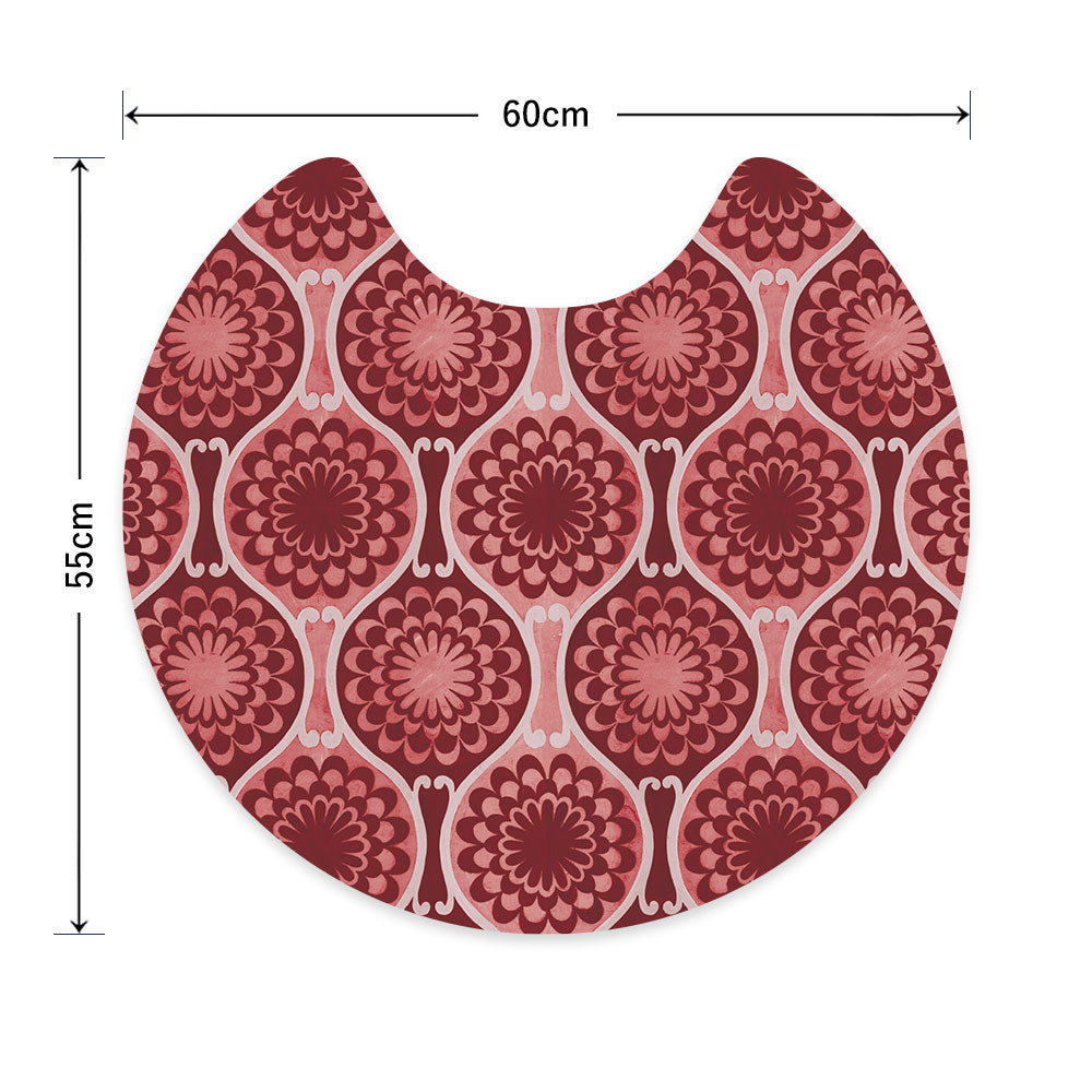 拭ける トイレマット Sheete me! シーテミー サークルタイプ 60cm×55cm 復刻ヴィンテージ D柄 レッド×レッド