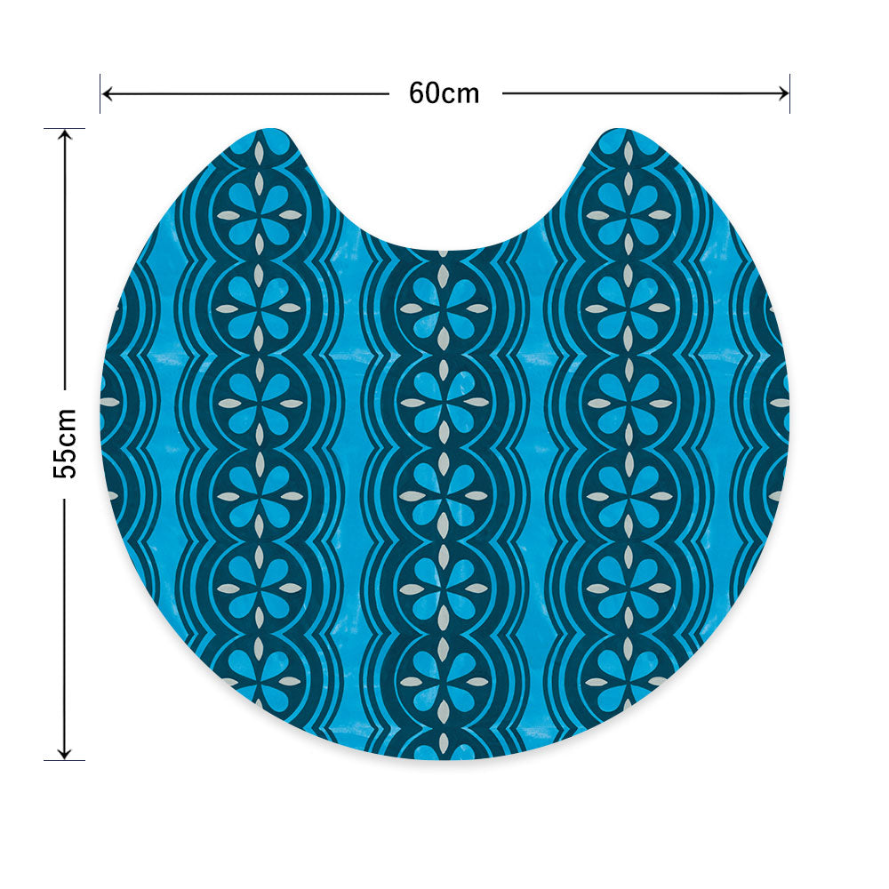 拭ける トイレマット Sheete me! シーテミー サークルタイプ 60cm×55cm 復刻ヴィンテージ E柄 ブルー×ブルー