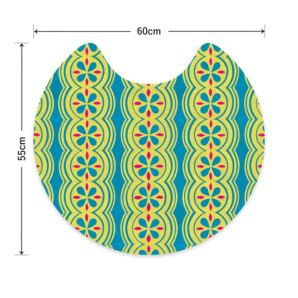 拭ける トイレマット Sheete me! シーテミー サークルタイプ 60cm×55cm 復刻ヴィンテージ E柄 ビビッドBL×YW×PK