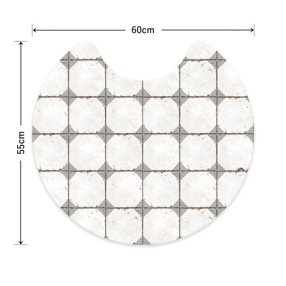 拭ける トイレマット Sheete me! シーテミー サークルタイプ 60cm×55cm レトロタイル ダイヤ/グレー