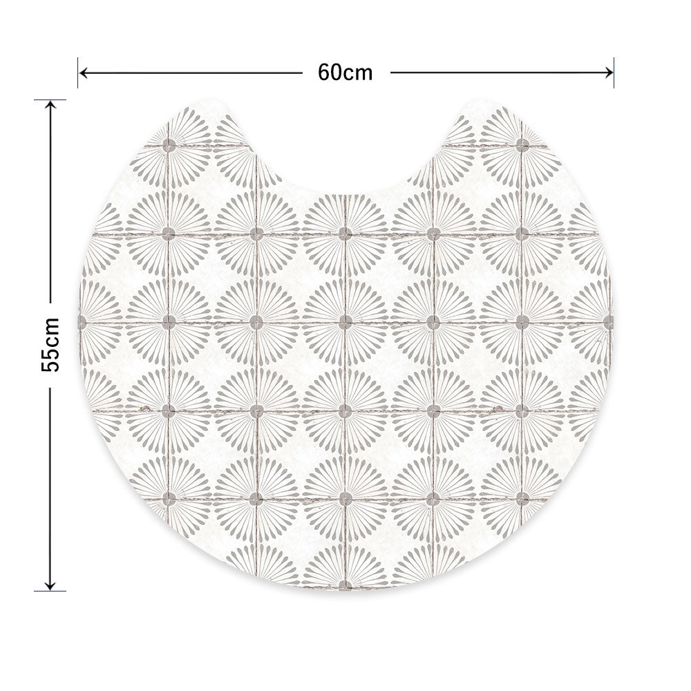 拭ける トイレマット Sheete me! シーテミー サークルタイプ 60cm×55cm レトロタイル デイジー/グレー