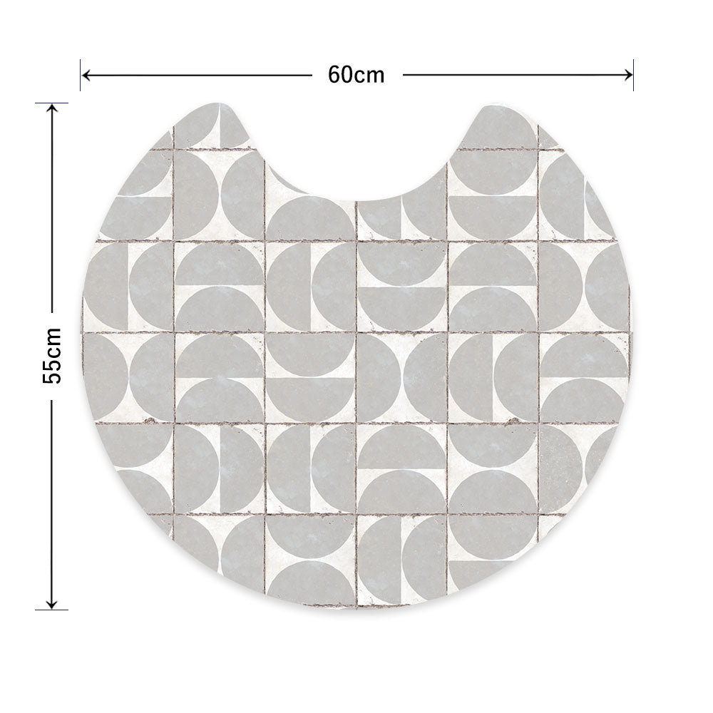 拭ける トイレマット Sheete me! シーテミー サークルタイプ 60cm×55cm レトロタイル マルメ/グレー
