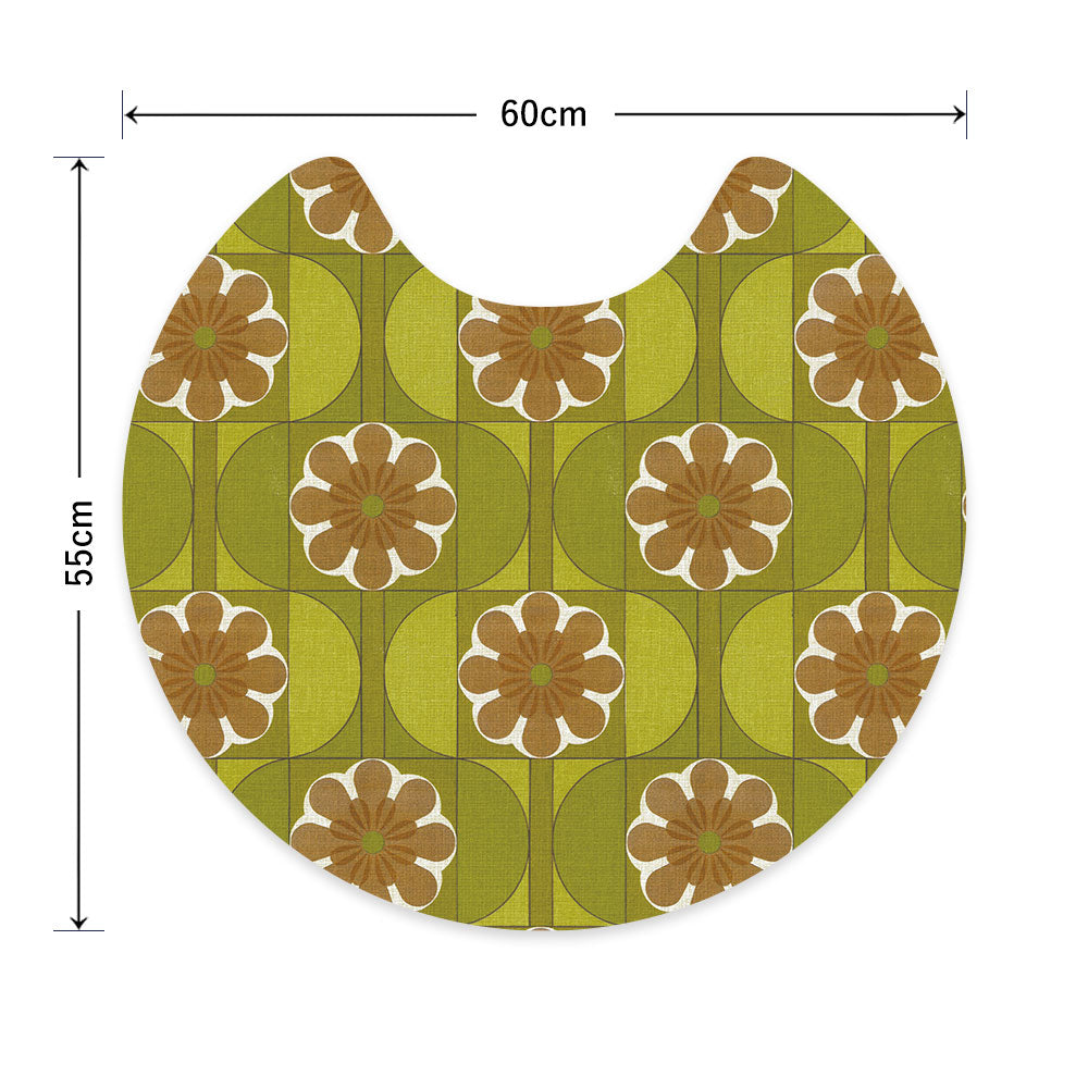 拭ける トイレマット Sheete me! シーテミー サークルタイプ 60cm×55cm ビンテージパターン ボンボン