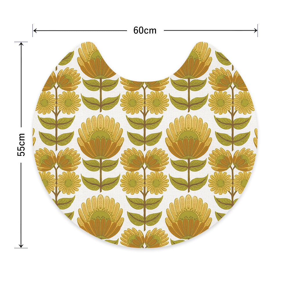 拭ける トイレマット Sheete me! シーテミー サークルタイプ 60cm×55cm ビンテージパターン サンフラワー