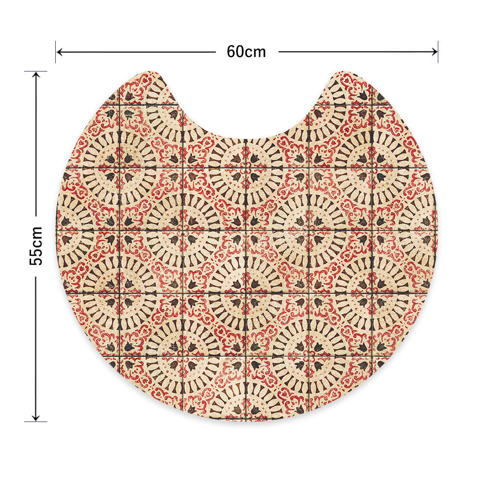 拭ける トイレマット Sheete me! シーテミー サークルタイプ 60cm×55cm ヴィンテージタイル レッド