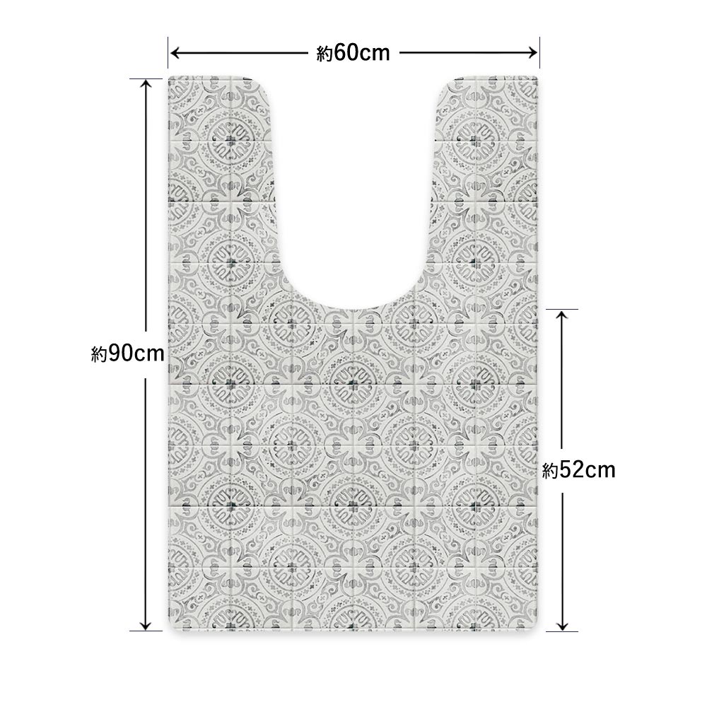 拭ける トイレマット Sheete me! シーテミー ロングタイプ 60cm×90cm HOアンティークタイル ブラック