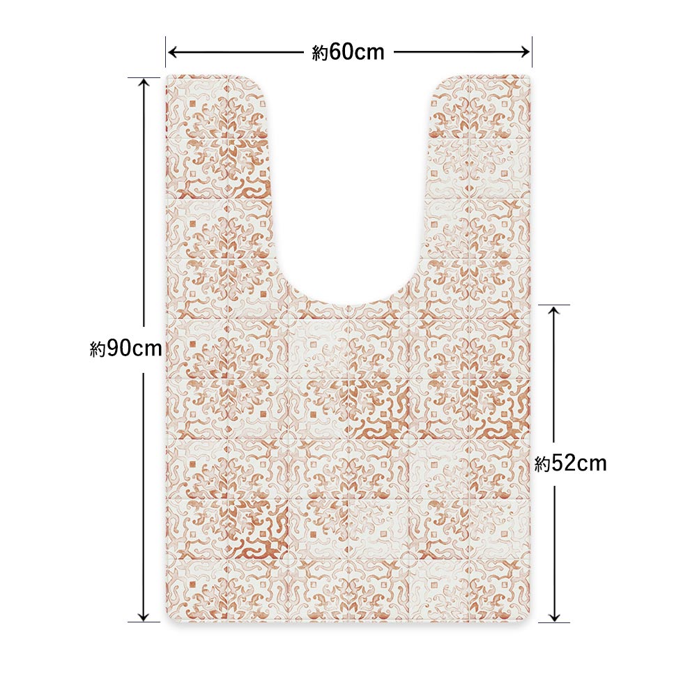 拭ける トイレマット Sheete me! シーテミー ロングタイプ 60cm×90cm OGアンティークタイル アプリコット