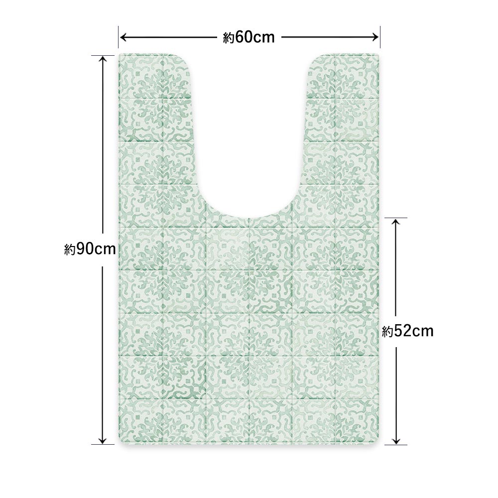 拭ける トイレマット Sheete me! シーテミー ロングタイプ 60cm×90cm OGアンティークタイル ミント