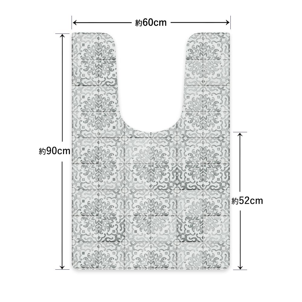 拭ける トイレマット Sheete me! シーテミー ロングタイプ 60cm×90cm OGアンティークタイル グレー