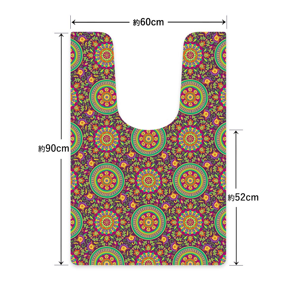 拭ける トイレマット Sheete me! シーテミー ロングタイプ 60cm×90cm BOHO A3 パープル