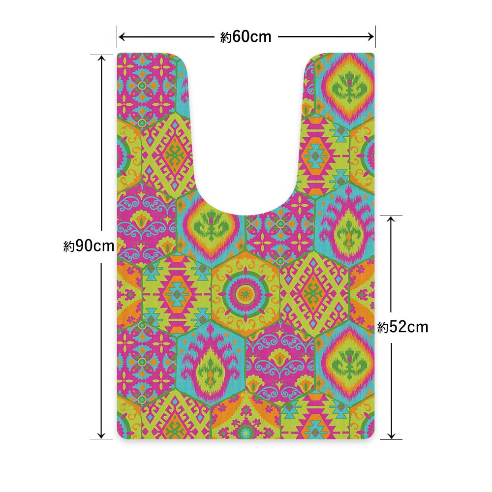 拭ける トイレマット Sheete me! シーテミー ロングタイプ 60cm×90cm BOHO B1 グリーンピンク