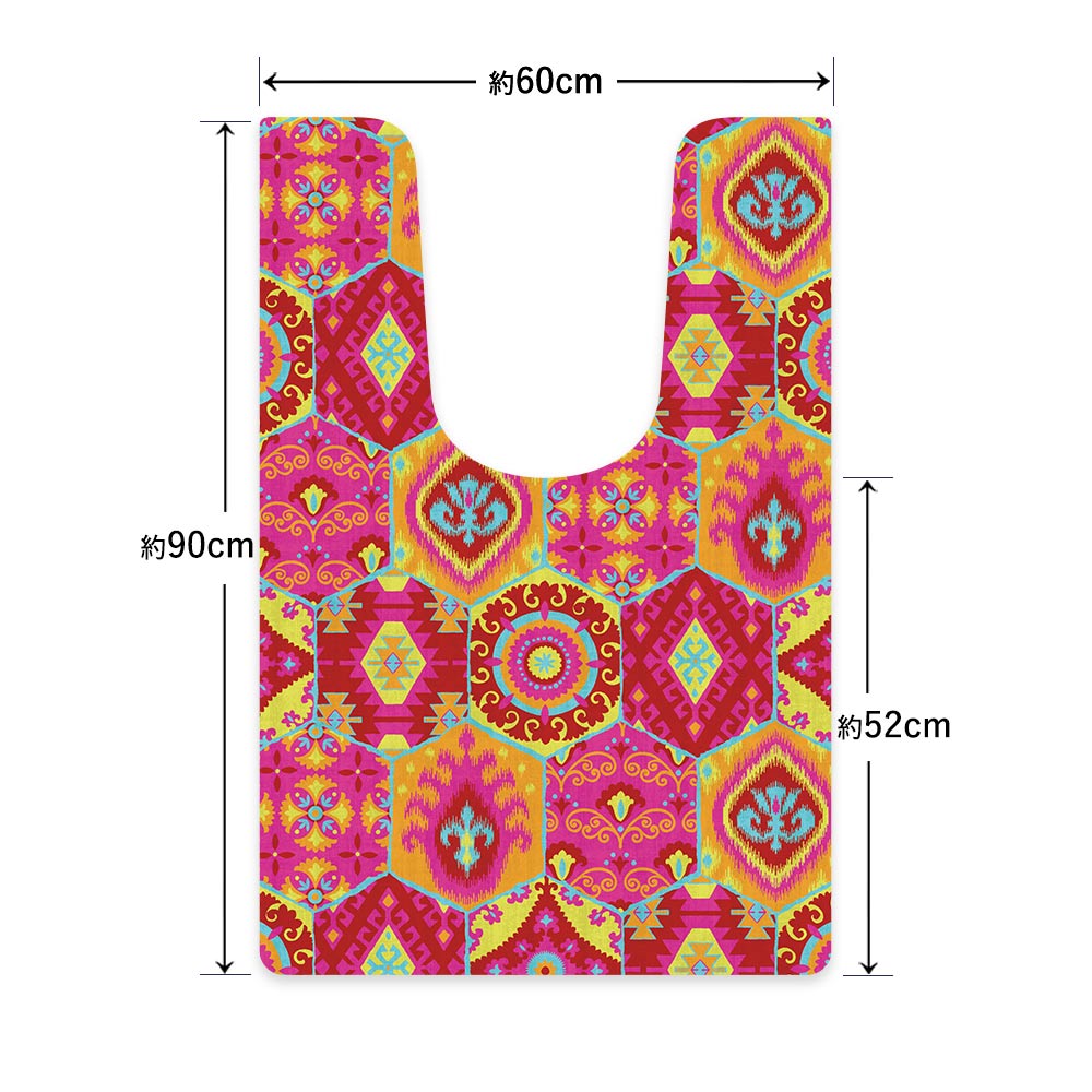 拭ける トイレマット Sheete me! シーテミー ロングタイプ 60cm×90cm BOHO B2 ピンク